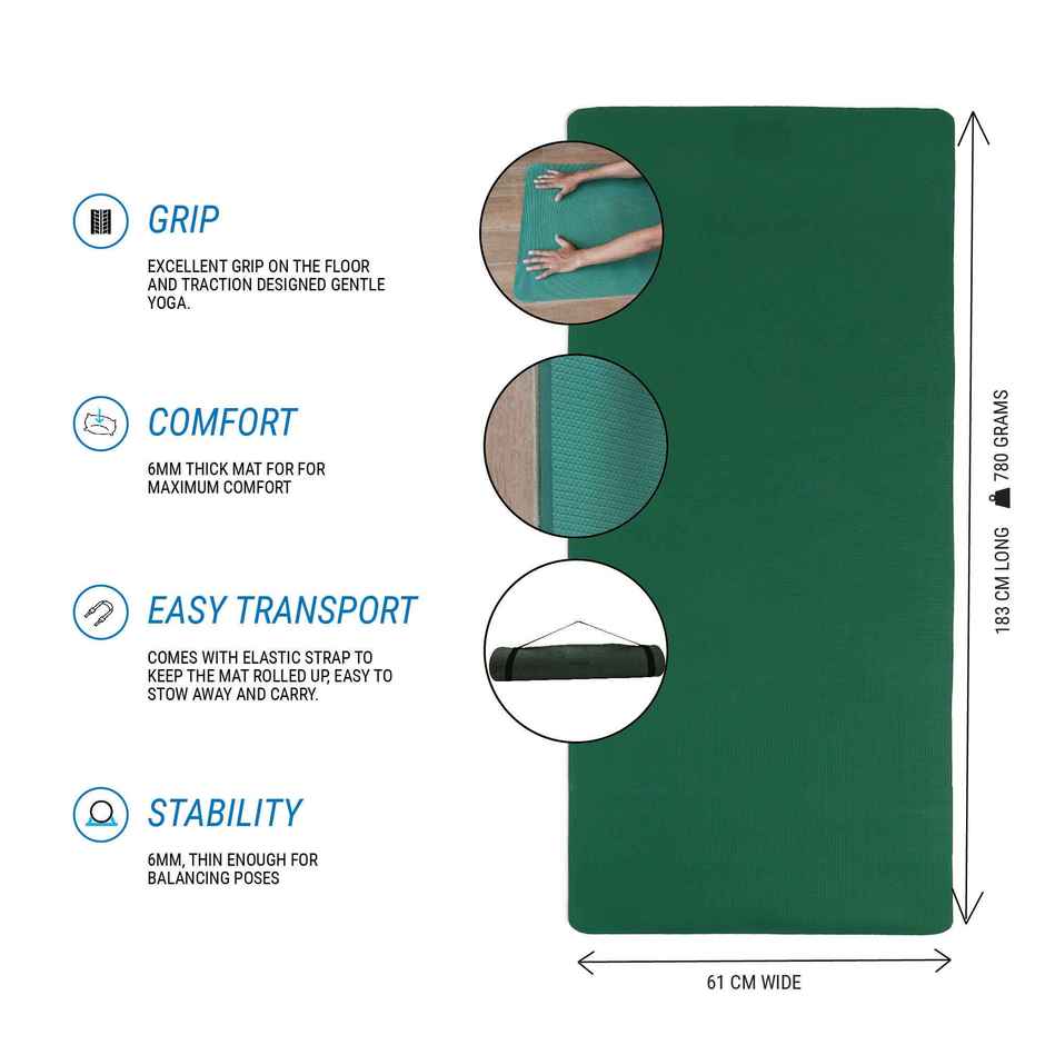 Decathlon Kimjaly Anti|Slip Foam Yoga Mat | Green | 6mm