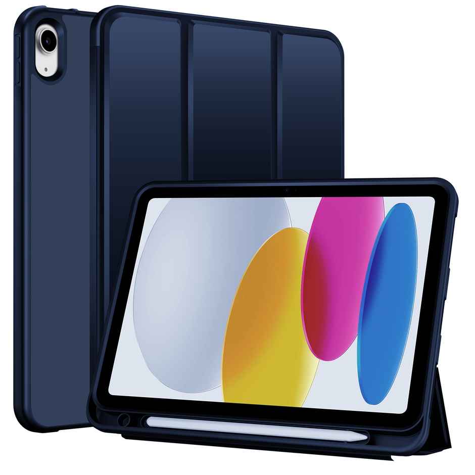 Artistque iPad 11th Gen 11 and 10th Gen 10.9 Trifold Case Cover | Pencil Holder | Auto Sleep | Blue