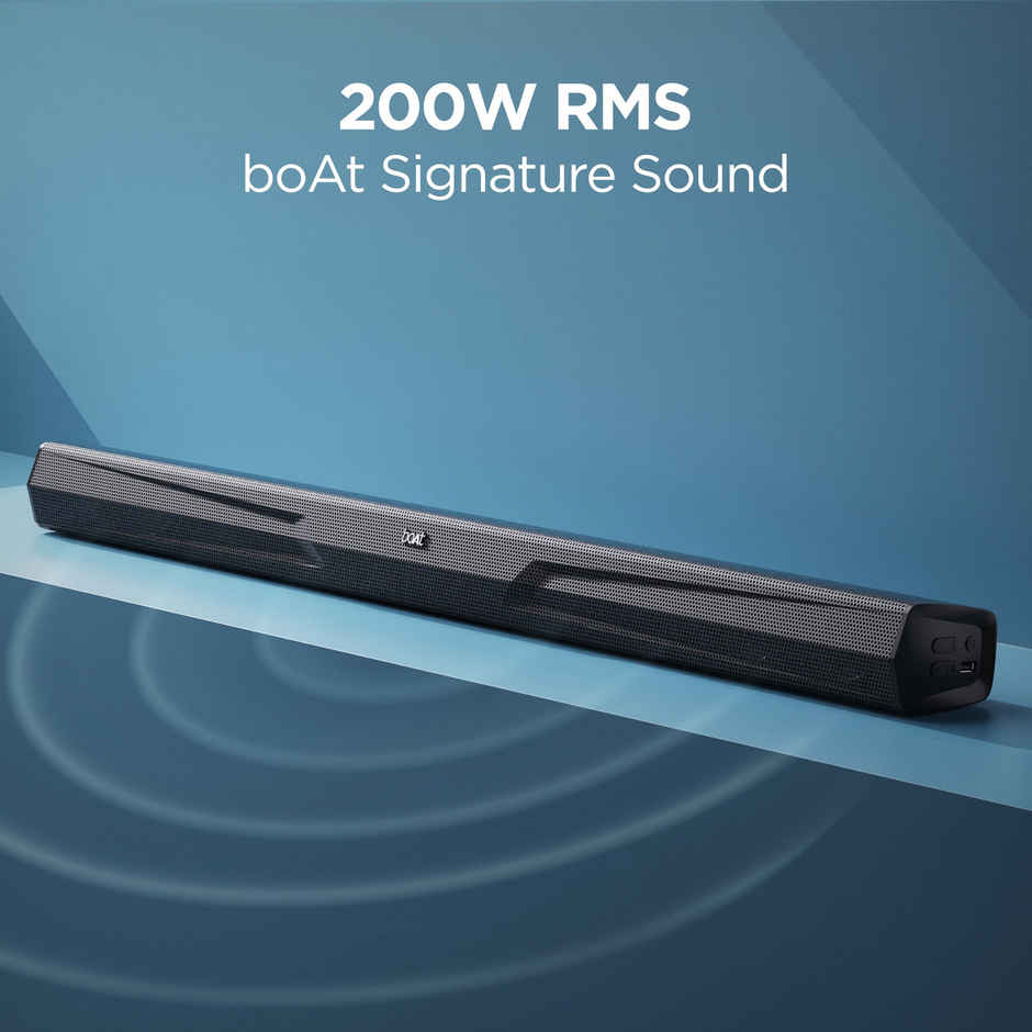 boAt Aavante Bar Quake BT Soundbar w/ 200W RMS Sound, 2.1 Channel Audio(Midnight Black)
