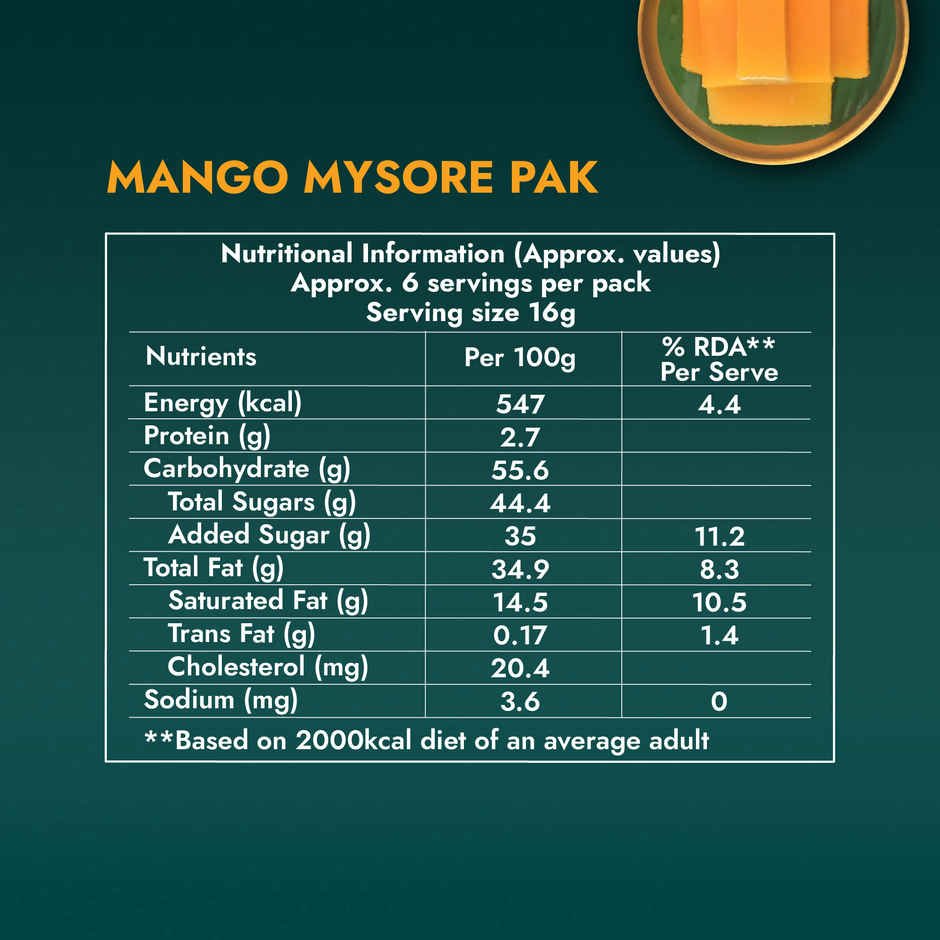 Sweet Karam Coffee Mango Mysore Pak by Sweet Karam Coffee - No Preservatives