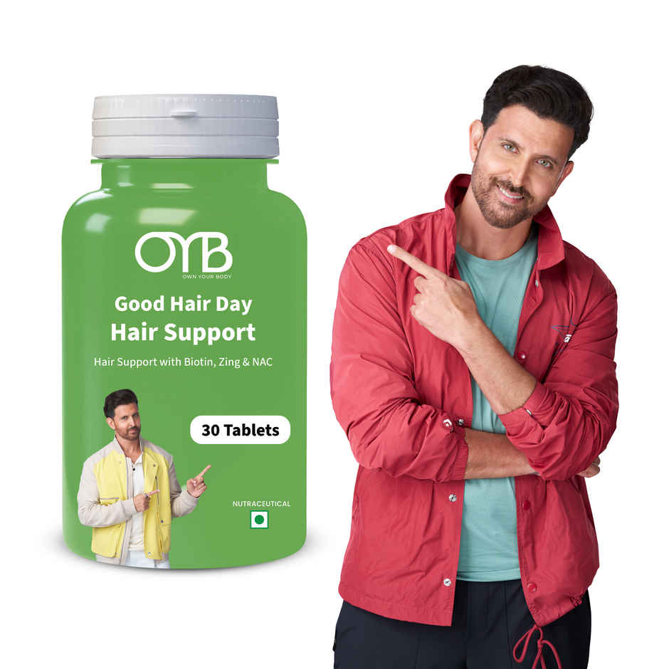 OYB Hair, Skin & Nail Support with Biotin, Zinc & NAC for Hair Growth | 30 Tablets