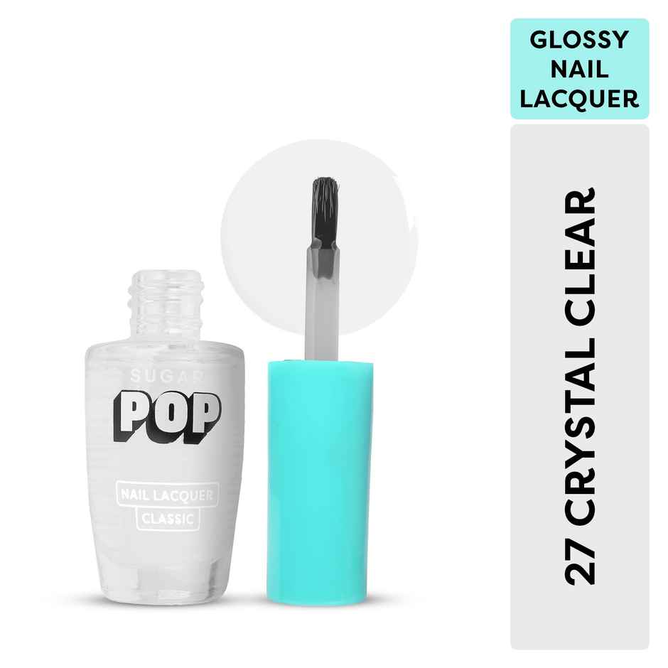 Sugar Pop Nail Lacquer - 27 Crystal Clear(10ml) & Sugar Pop Quick Drying Ultra Long-Wear Glossy Finish Nail Lacquer -Silk Stockings 08(10ml) Combo