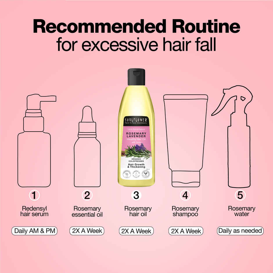 Soulflower Rosemary Coconut Hair Oil with Lavender & Amla Oil for Hair Growth - 225 ml