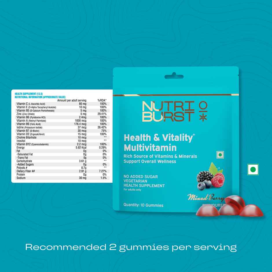 Nutriburst Health & Vitality Gummies With Multivitamins & Biotin