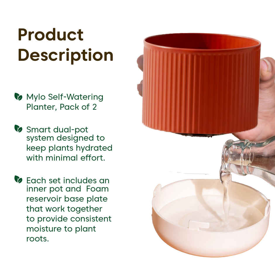 Kyari Self Watering Red Mylo Pot | Indoor Plant Planter