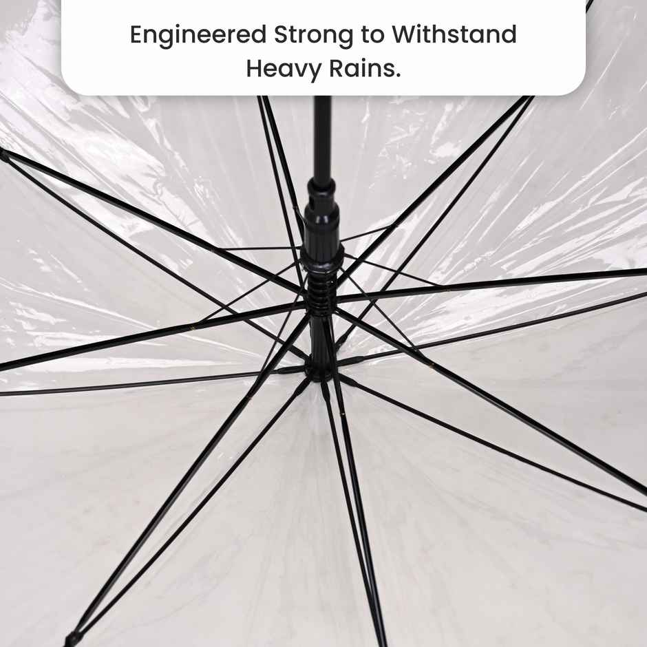 Fendo Straight Korean Umbrella | 23 Inch | Transparent