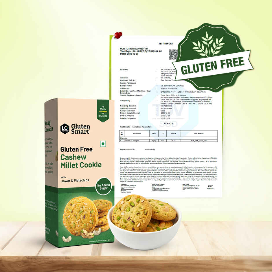 Lo Foods Gluten Free Cashew Millet Cookies With Jowar & Pistachio