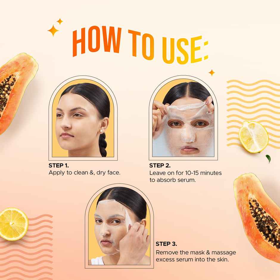 Hilary Rhoda Papaya & Lemon Exfoliation Sheet Mask | Facial Sheet Mask with Serum | Tightens Pores