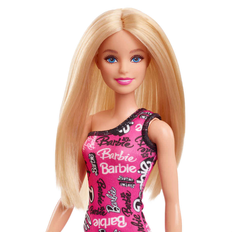 Mattel Games Barbie Fashion Doll with Straight Blonde Hair Wearing Removable | Pink