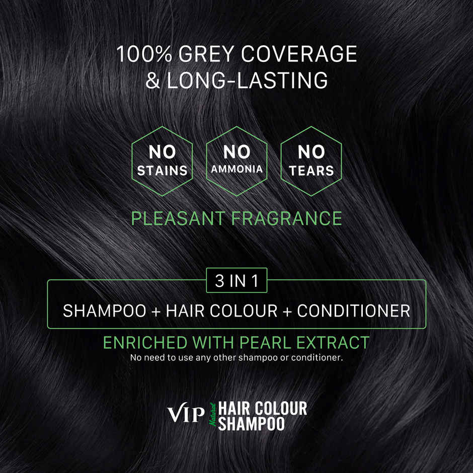 Vip Hair Color Shampoo Black For Men And Women - Family Pack