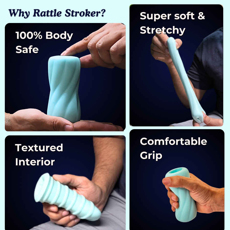 Boldedge Rattle Sleeve Stroker Massager - Blue