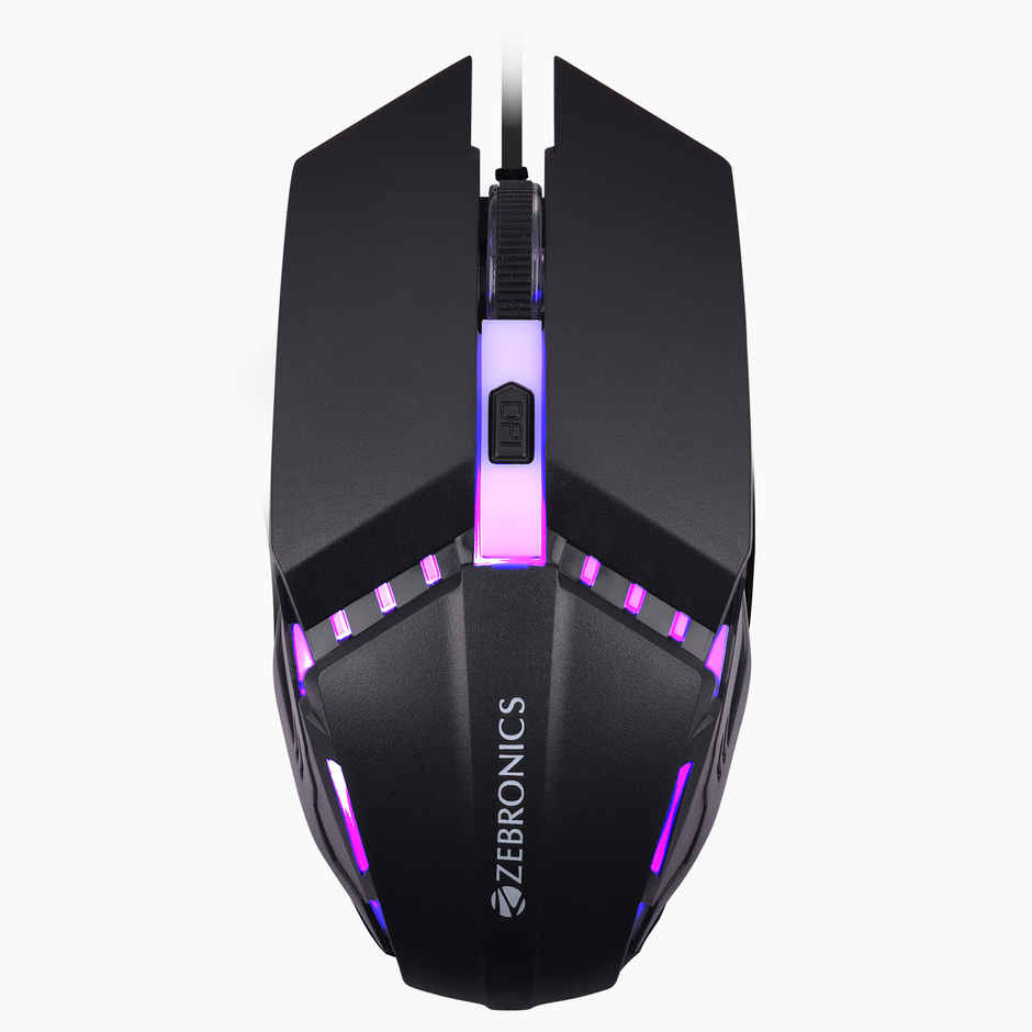 Zebronics Phero Wired Gaming Mouse With Up to 1600 DPI, LED Lights, DPI Switch, High Precision,4 Buttons - Black