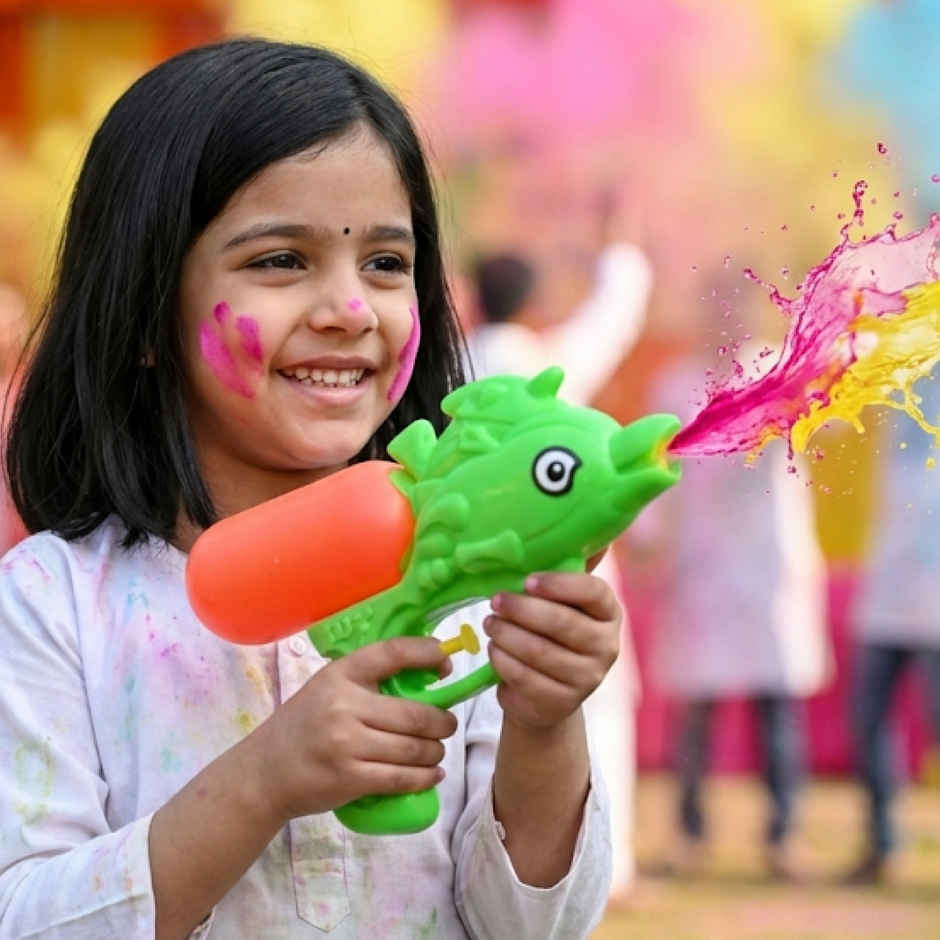 Small Holi Water Pichkari | Assorted | Tomuncle (Color and Print May Vary)