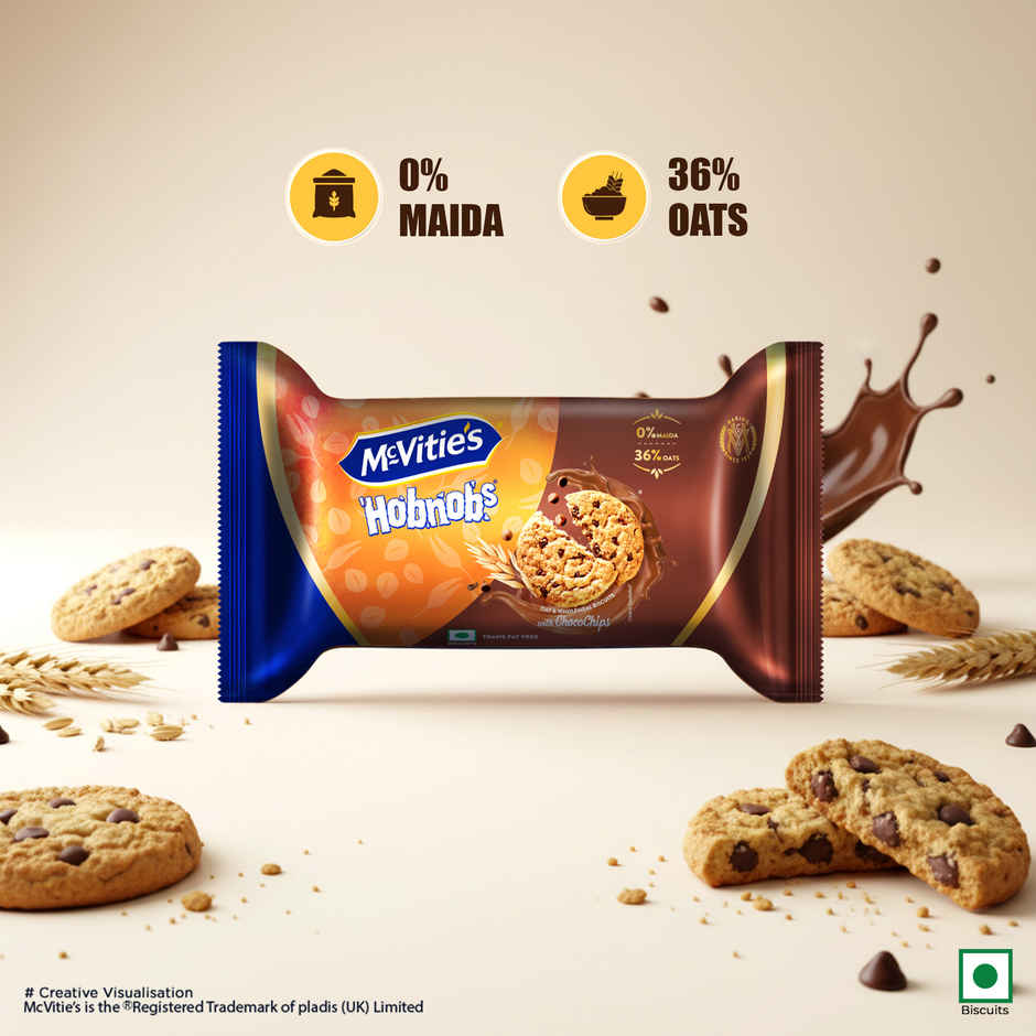 McVitie's Hobnobs Oats Chocochip Cookies | 0% maida & 36% Oats
