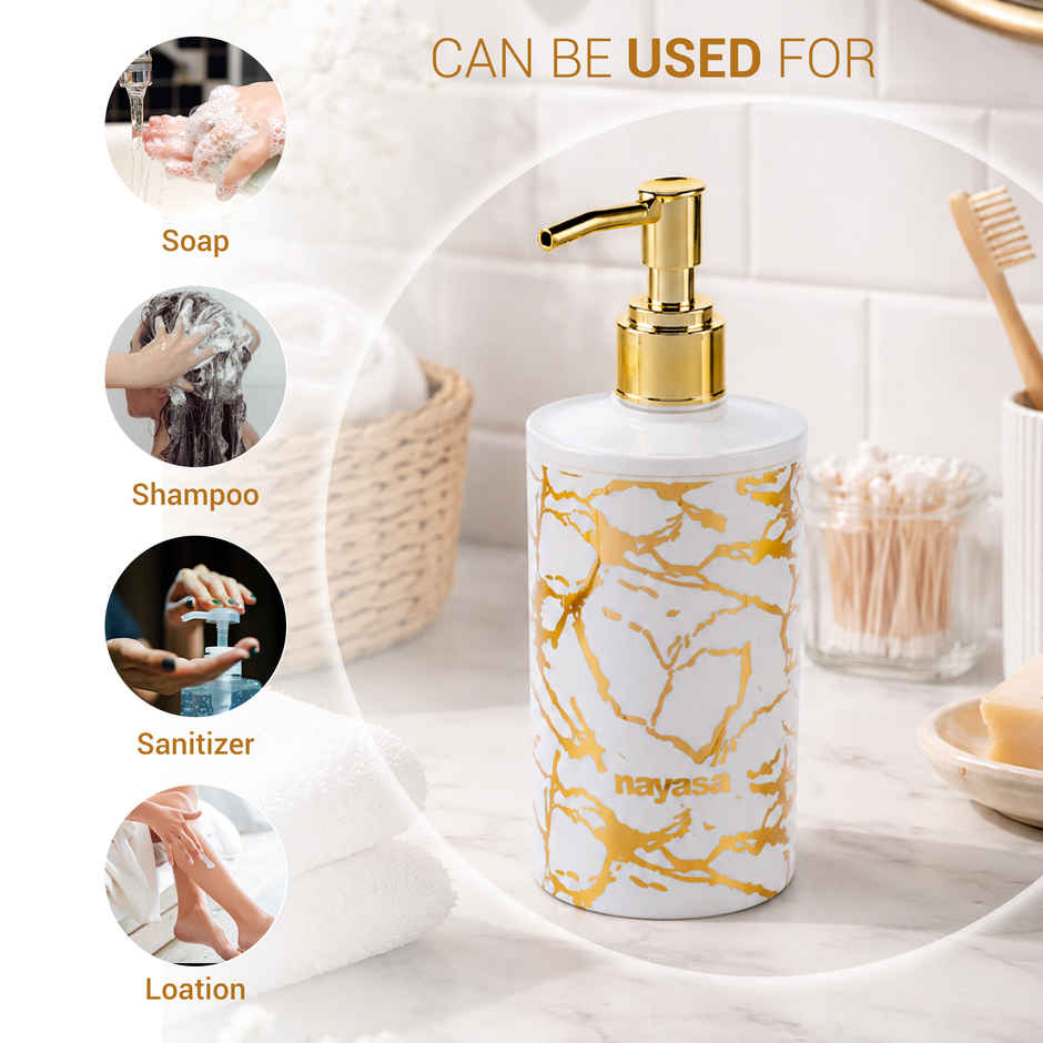 Nayasa Stylo Plastic Soap Dispenser | 600 ml | Gold