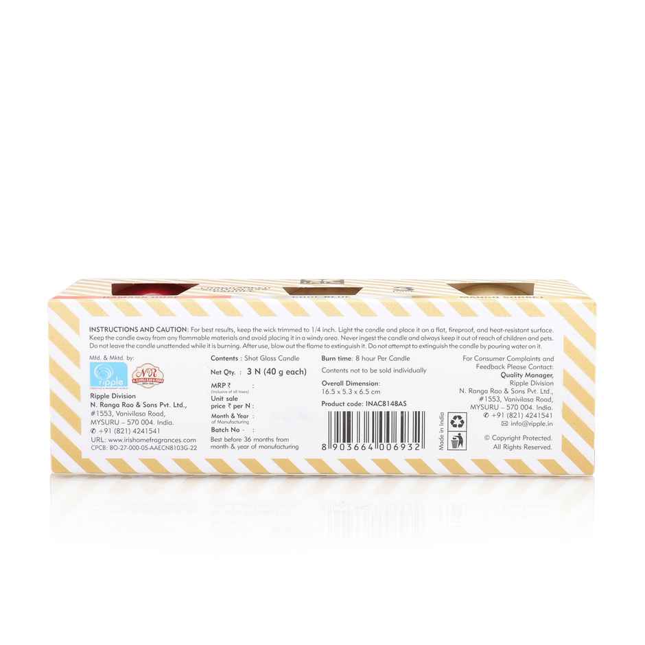 IRIS Fragranced Mercury Shot Glass Scented Candles Mango Sorbet | Home Decor