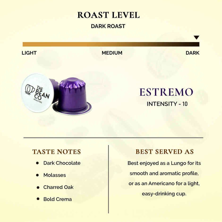 THE BEAN CO ROASTERS Estremo Coffee Capsules | Dark Roast