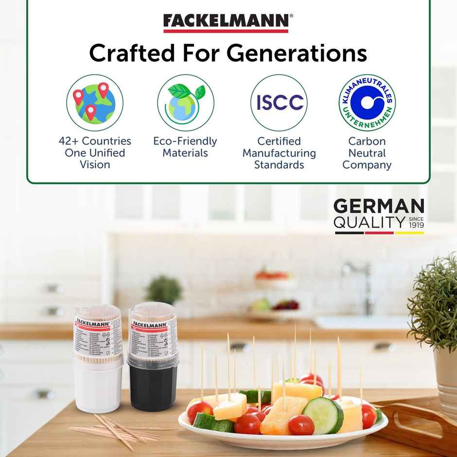 Fackelmann Birch Wooden Toothpicks | 6.5 cm Long | Transparent Cap