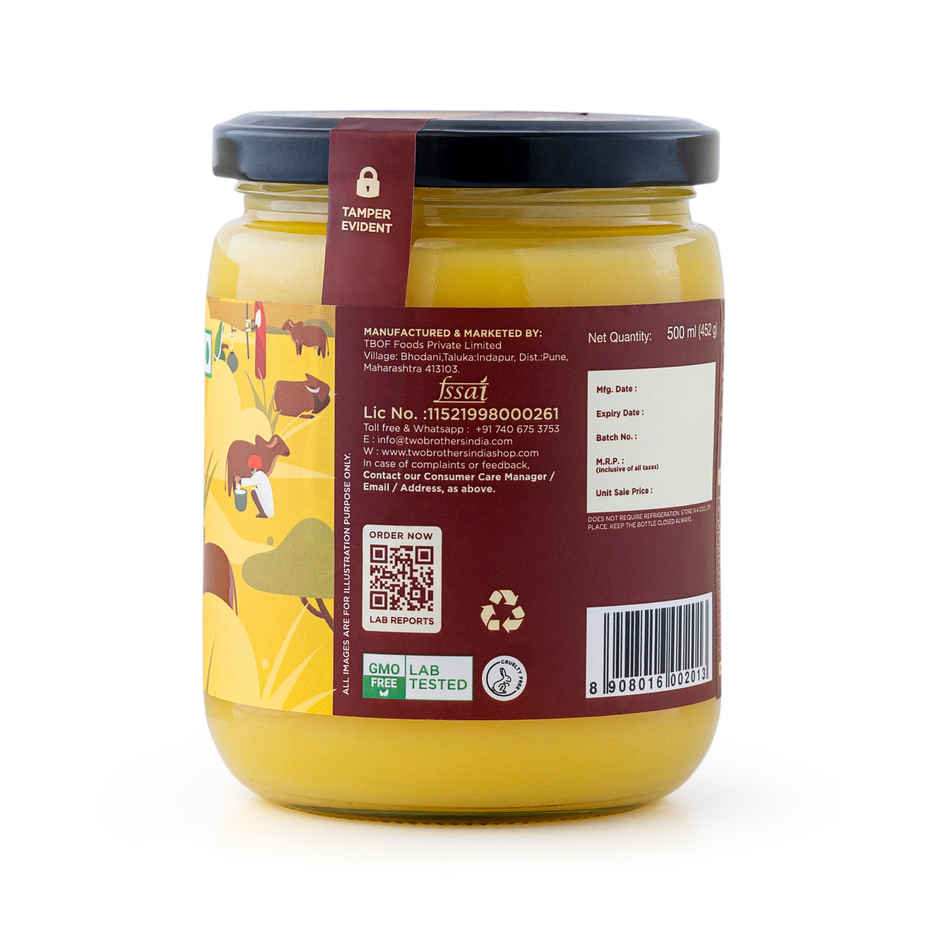 Two Brothers A2 Cow Cultured Ghee Desi Gir Cow | Jar