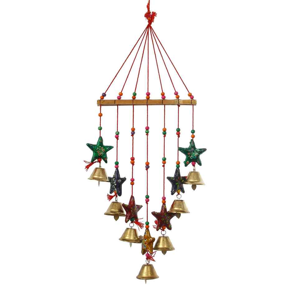 eCraftIndia Handcrafted Decorative Colorful Stars Wall/Door/Window Hanging Bells