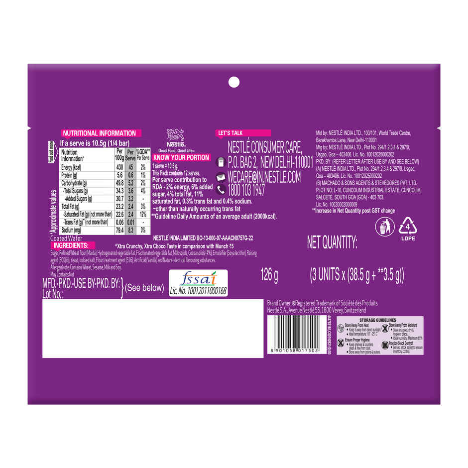 Nestle MUNCH MAX, Choco Coated Crunchy Wafer Bar