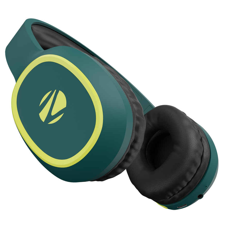Zebronics Thunder BT 5.3 Headphone, 60H, Gaming Mode, Dual Pairing ENC, AUX, Voice Asst Teal Green