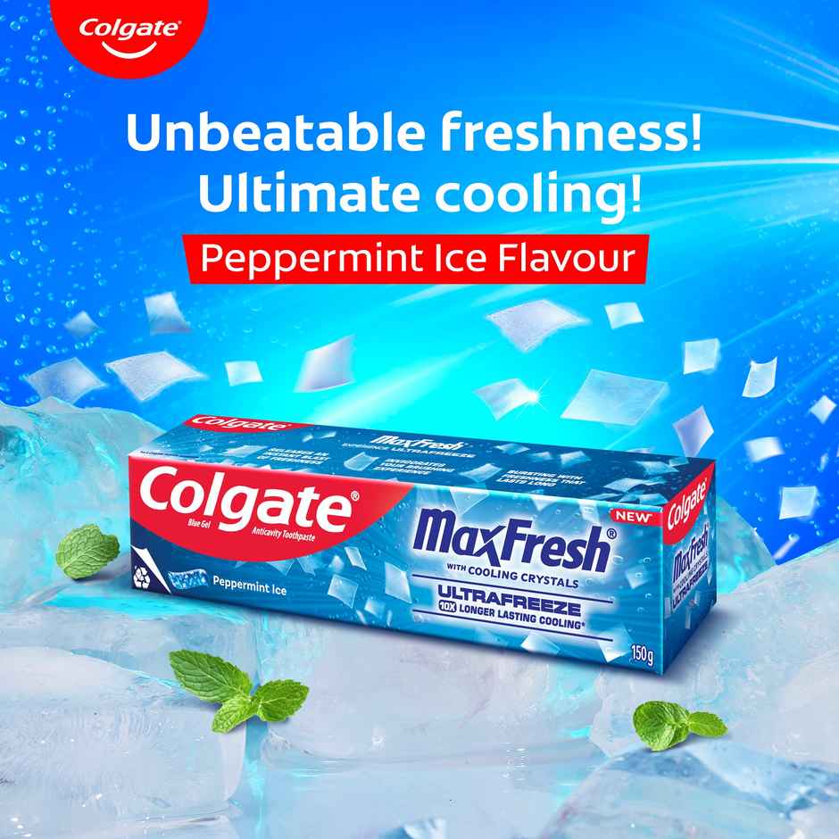 Colgate MaxFresh Toothpaste, Blue Gel Paste with Menthol for Super Fresh Breath (Peppermint Ice) Combo 