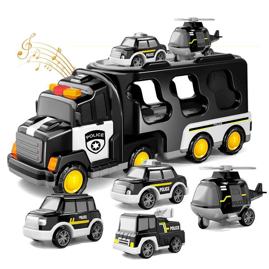 Kidology Police Truck Toy | Friction Car Set with Light & Music | Toddler Toy