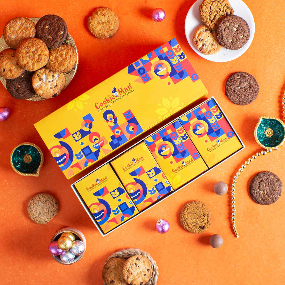 Cookie Man Premium Christmas Assorted Cookies and Chocolate Gift Box Hamper Pack