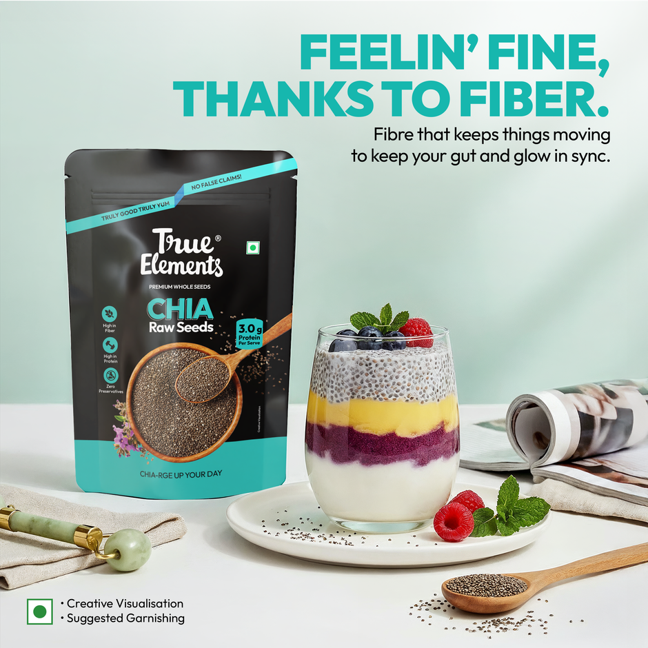True Elements Chia Seeds Non-Gmo Seeds For Eating Rich In Omega -3 And Fibre Healthy Snacks Combo
