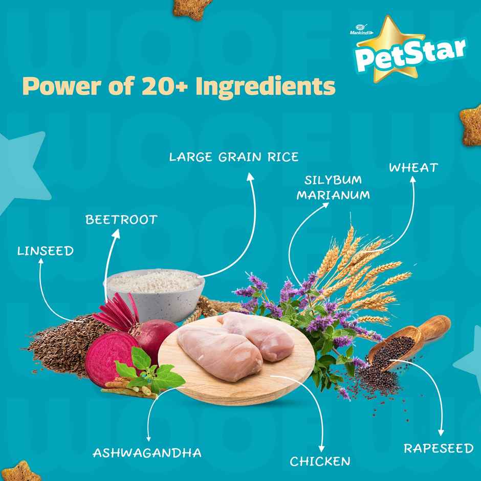 Petstar Adult Dry Dog FOOD | Chicken Flavour - Power Of 20+ Ingredients