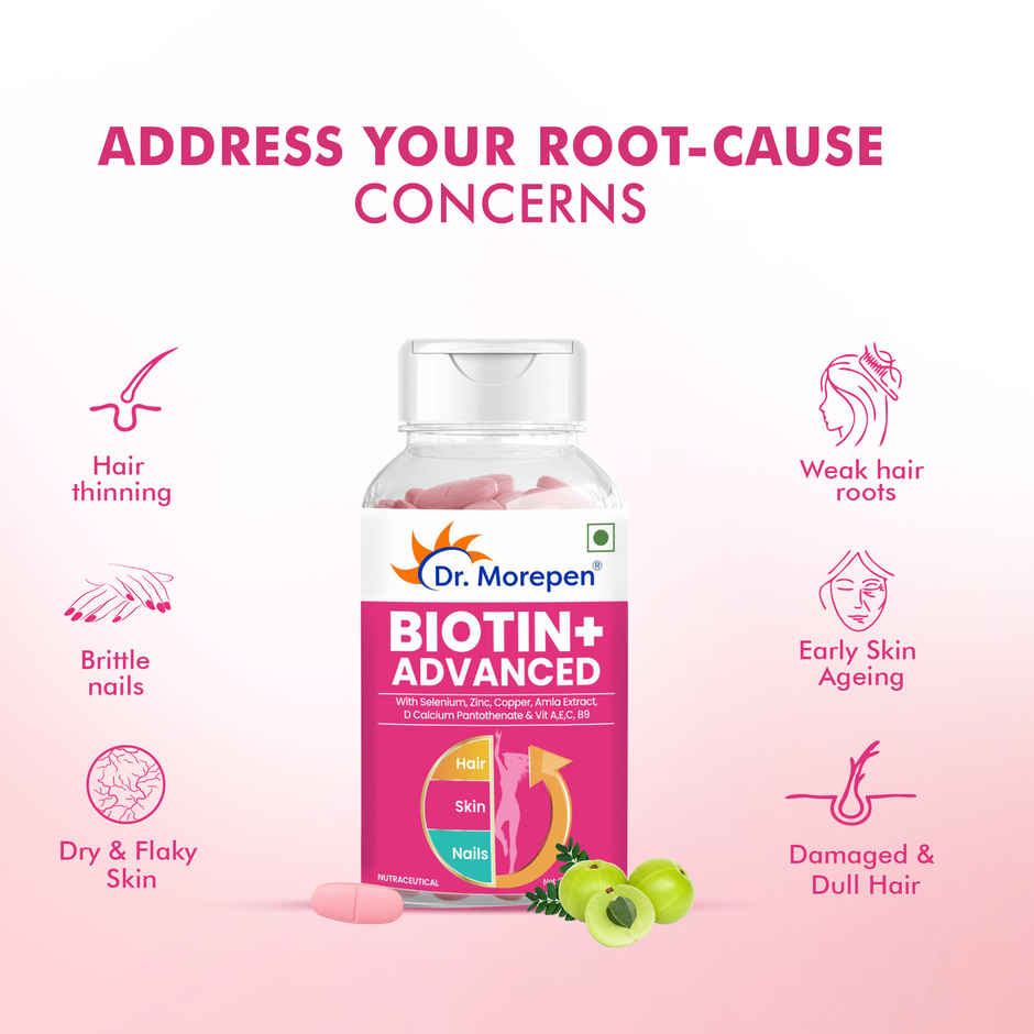 Dr. Morepen Biotin+ Advanced for Hair Growth, Skin & Nails Health