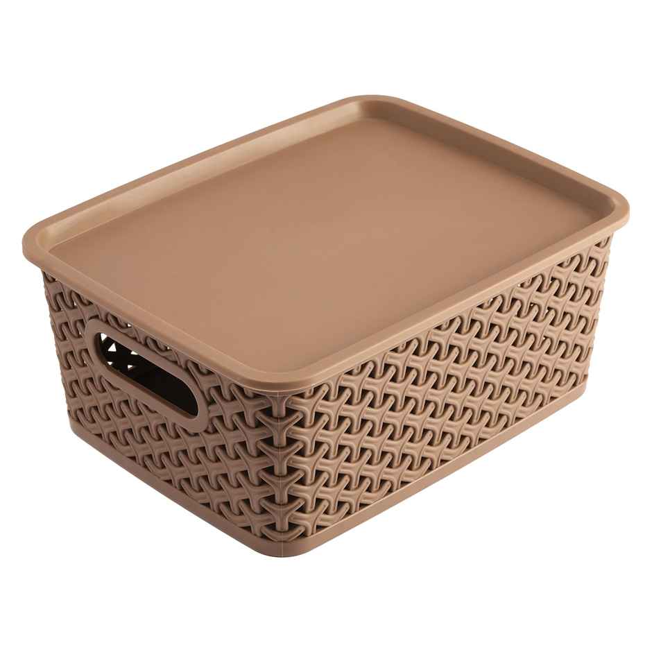 Kuber Industries Plastic Pack of 3 Small Multipurpose Solitaire Storage Basket with Lid (Multi)