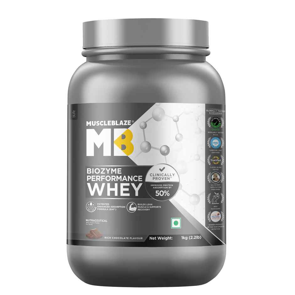 MuscleBlaze Biozyme Performance Whey Protein Powder (Rich Chocolate)