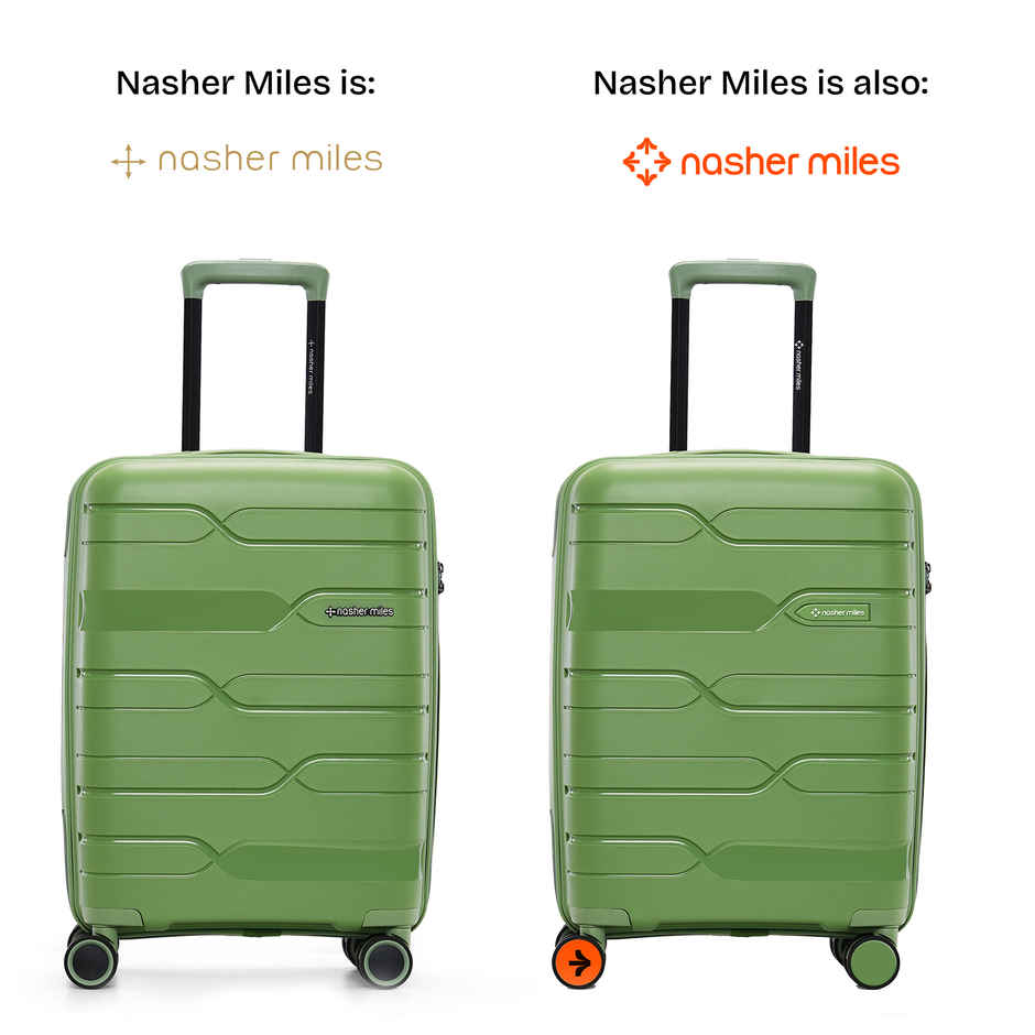 Nasher Miles Paris Cabin Hard Sided Polypropylene 20 Inch|55 cm Trolley Bag - Avacado Green