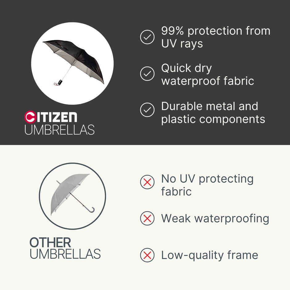 Citizen Umbrella with Reflective Piping Black , silver | 24. 5 Inch | 2 Fold