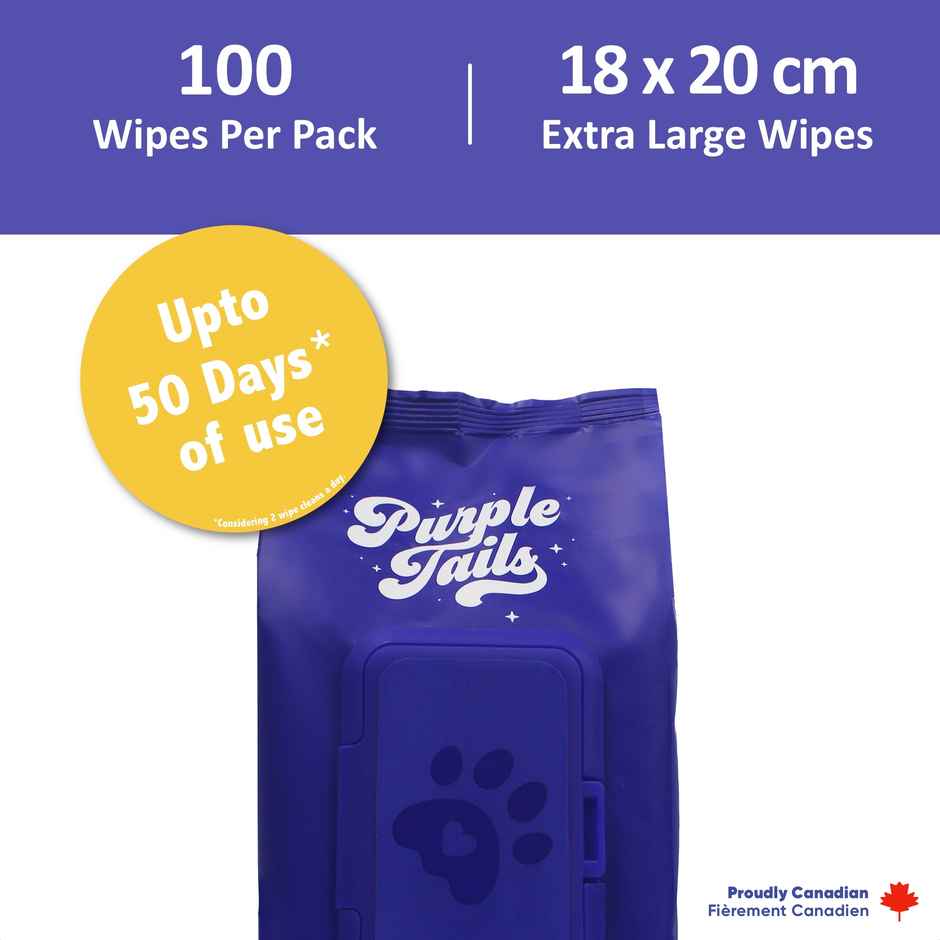 Purple Tails Plant Based Dog Wipes | Unscented | 100 Pulls Per Pack