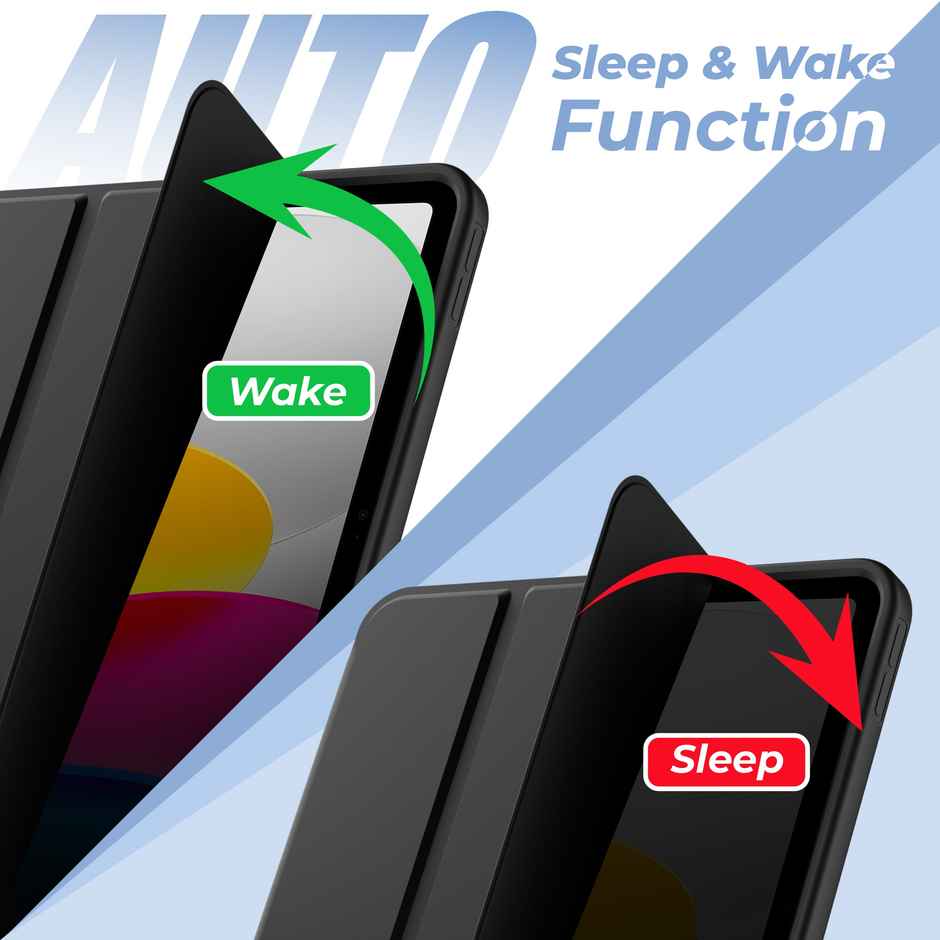 Artistque iPad 11th Gen 11 and 10th Gen 10.9 Trifold Case Cover | Pencil Holder | Auto Sleep | Black