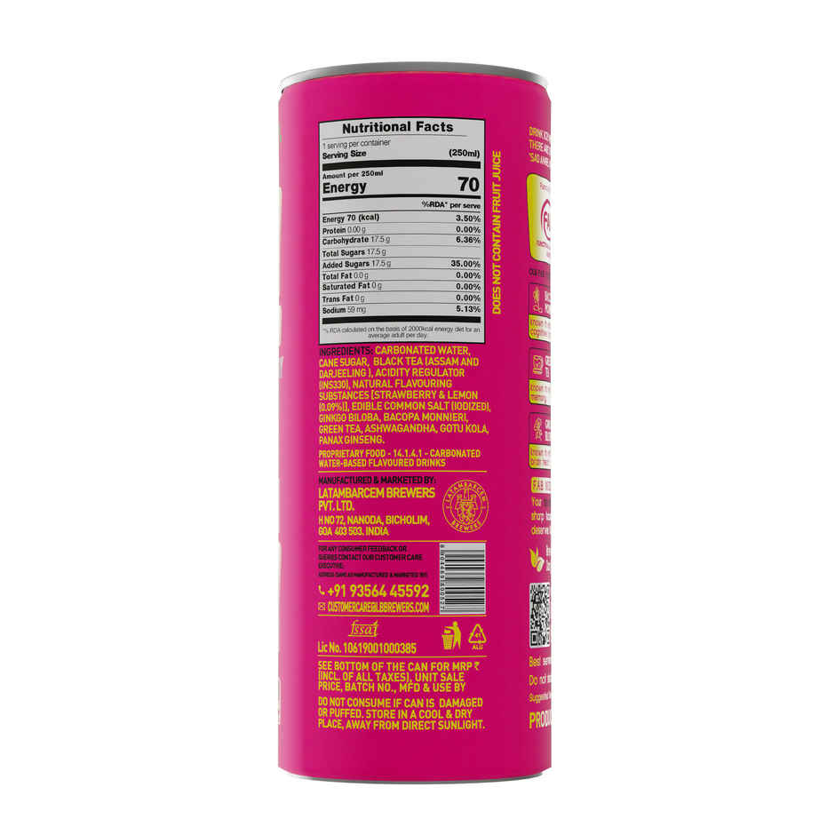 Borecha Low Sugar Strawberry Lemon Sparkling Iced Tea