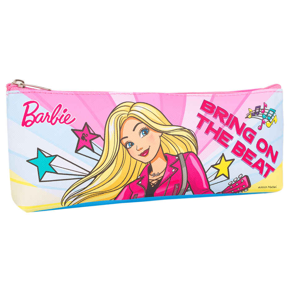 Striders Barbie Triangle Pencil Pouch for Kids - Stylish School Stationery Bag, Pink & Durable
