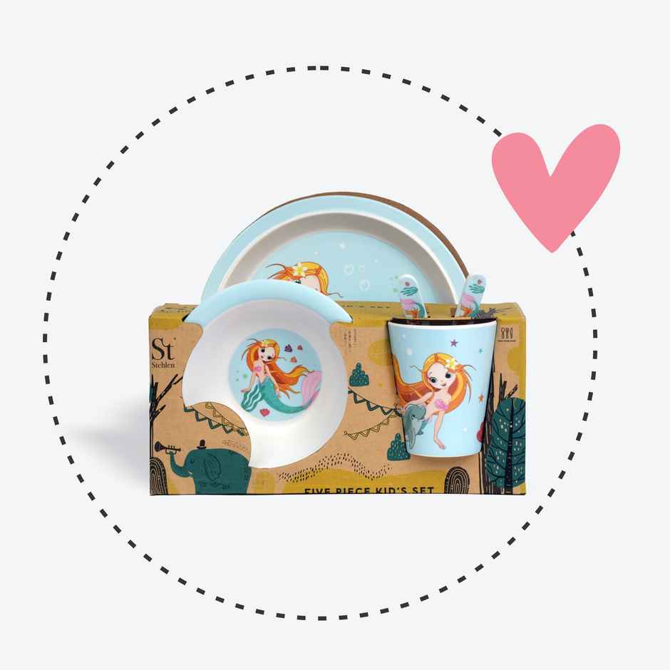 Stehlen Melamine 5 Pcs Feeding Kids Set -Aqua Tales