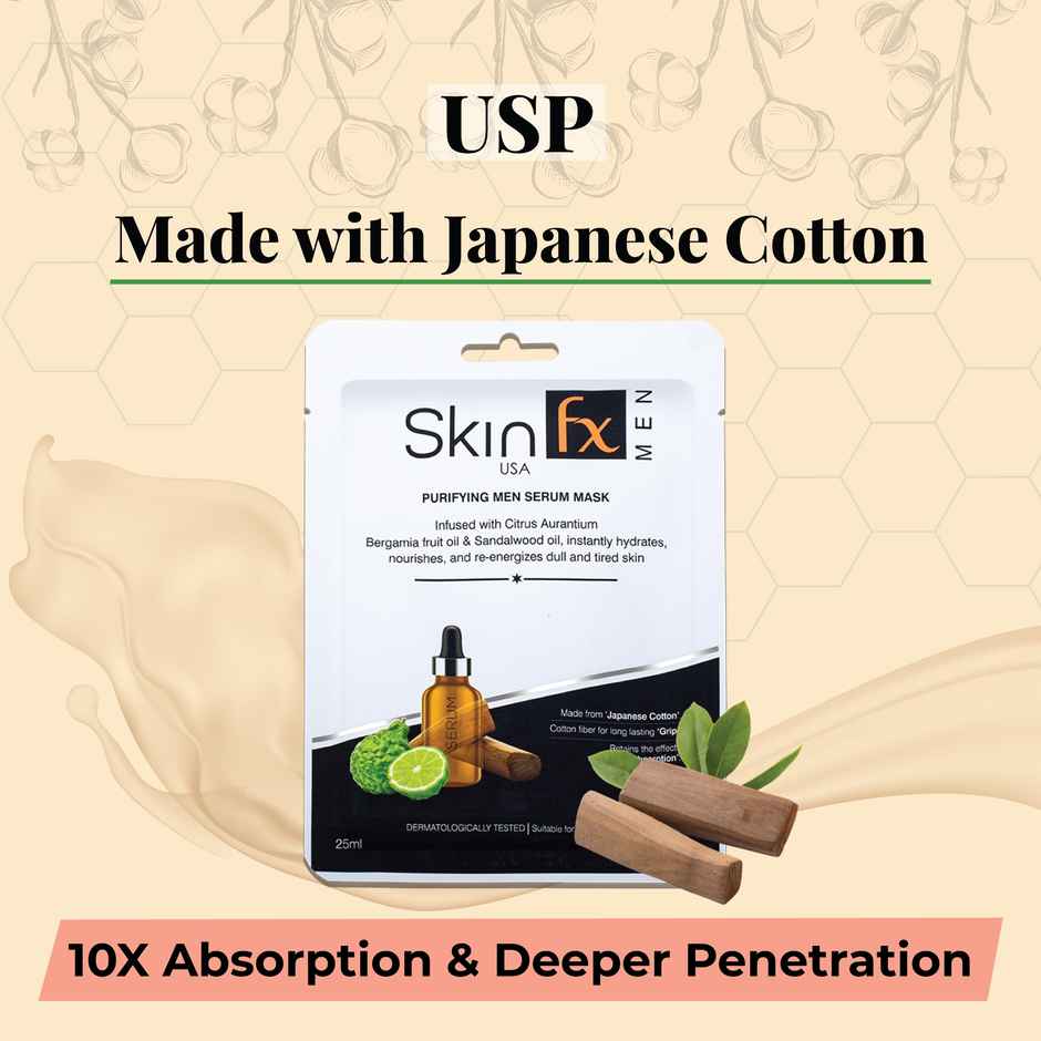 Skin Fx Purifying Men Sheet Mask, Face Mask for Instant Hydration