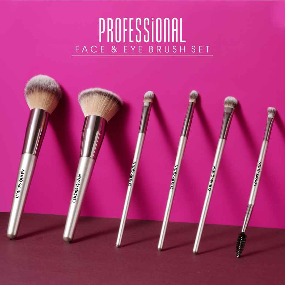 Colors Queen Professional Face & Eye Makeup Brush Set of 6 | Premium Easy to Hold