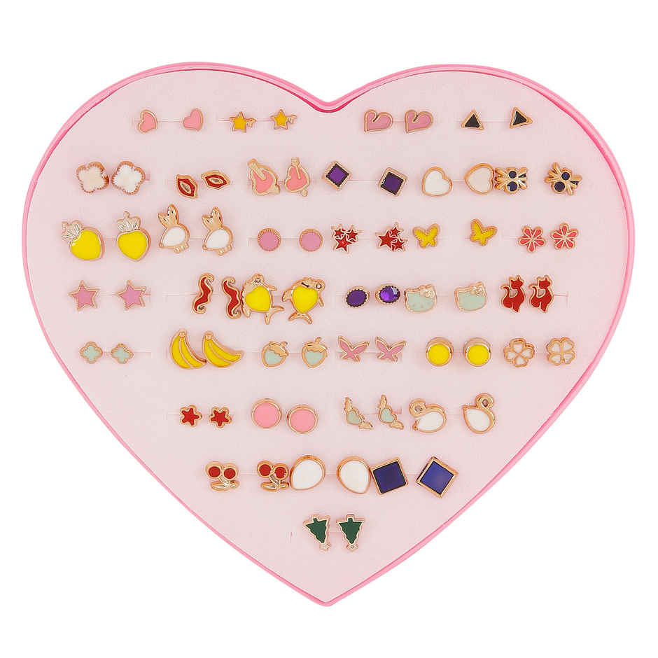 Shining Diva Fashion 36 Pairs Non Precious Base Metal Multicolour Pearl Earrings for Women 12015er