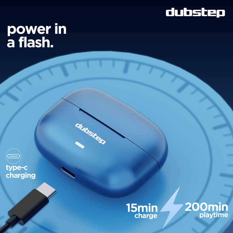 Dubstep Buzz X6 TWS Earbuds Upto 54hrs Playtime|13mm Neodymium Driver| XBass Technology|TWS Ear Buds Wireless Earphones with mic - Blue