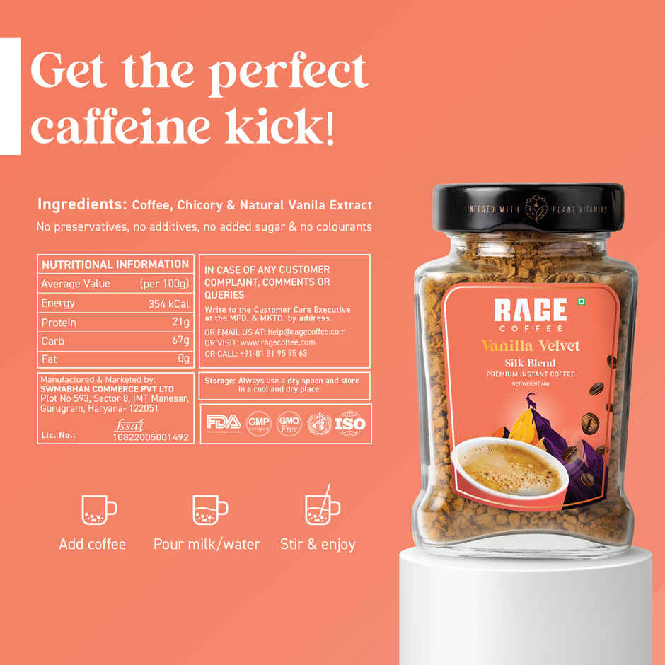 Rage Coffee Silk Blend Vanilla Velvet Instant Coffee
