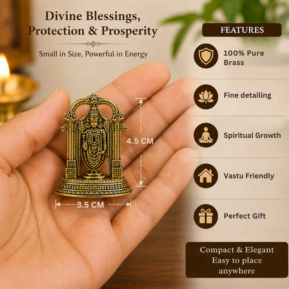 Pure Brass Tirupati Idol | Estoria Collective