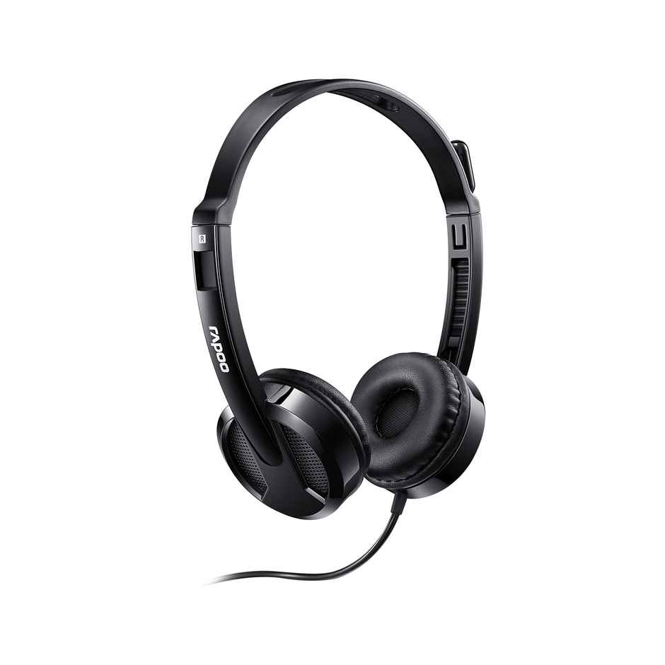 Rapoo H120 Stereo Wired On Ear Headphones with Microphone | Jet Black
