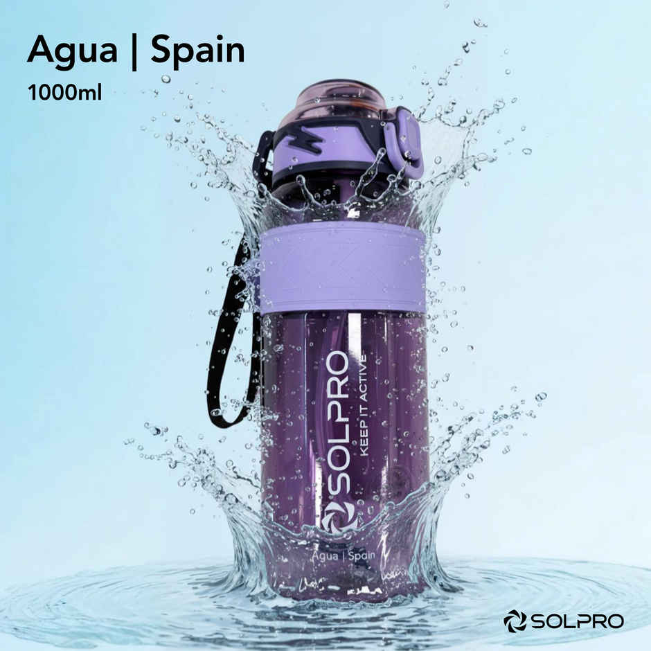 Solpro Agua Spain Sipper Water Bottle | Leakproof BPA Free for School Office Gym Travel | 1 L