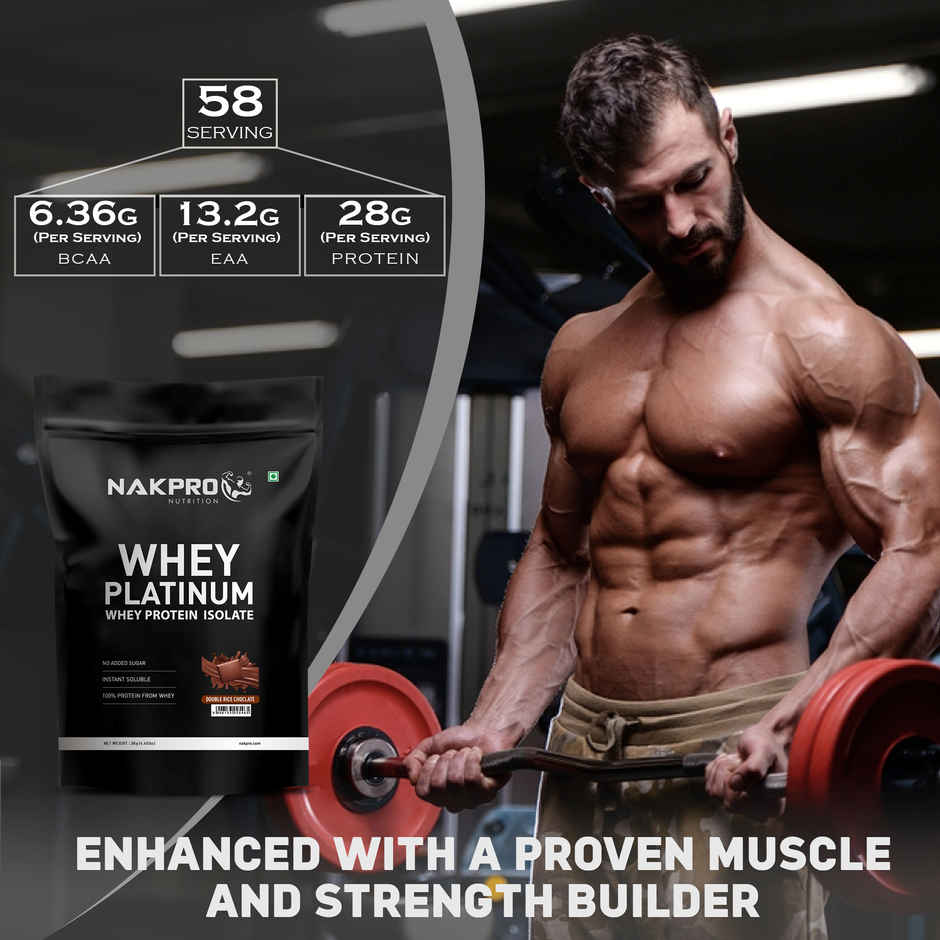 Nakpro Platinum Whey Protein Isolate Double Rich Chocolate 28G Protein 6.4G Bcaa